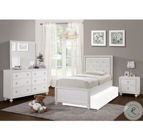 Bella White Tufted Twin Upholstered Panel Bed