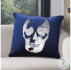 Rayen Skull Dark Blue and Silver Pillow