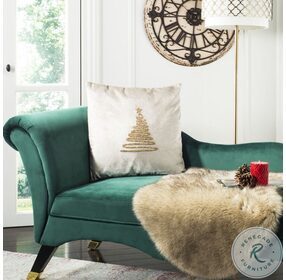 Enchanted Evergreen Beige and Gold Large Pillow