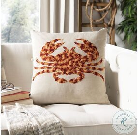 Lilia Beige Red and Orange Large Pillow