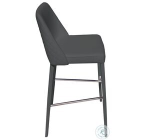 Polly Anthracite Gray Leather Bar Stool