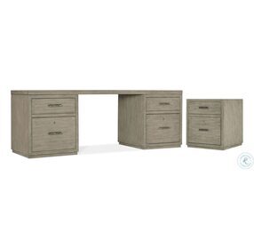 Linville Falls Soft Smoked Gray 84" Desk with Two File Cabinet