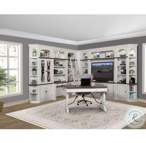 Provence Vintage Alabaster 9-Piece Library Entertainment Wall with Workstation