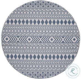 Provo Ivory And Blue Natural Round Rug