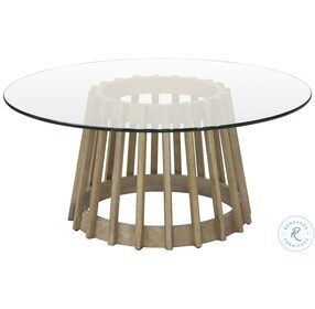 Catalina Distressed Light Wood Round Glass Top Occasional Table Set