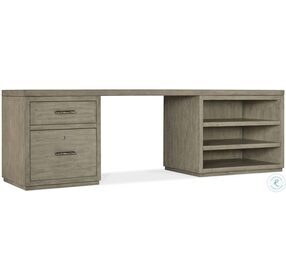 Linville Falls Soft Smoked Gray 96" Home Office Set with One File and Open Cabinet