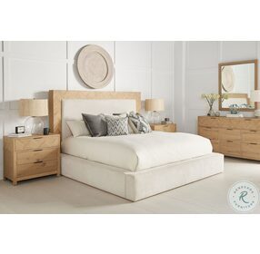 Garrison Washed Oak And Catalina Parchment Upholstered Queen Platform Bed