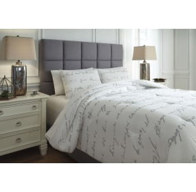 Adrianna White and Gray Queen Comforter Set