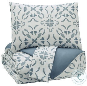 Adason Blue And White King Size Comforter Set