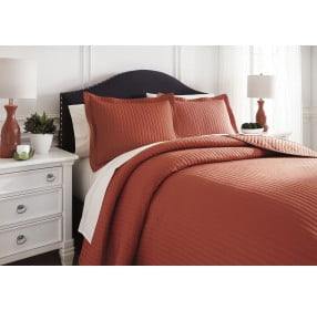 Raleda Orange Queen Comforter Set