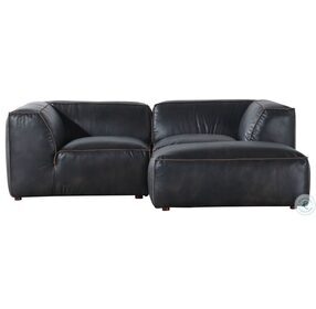 Luxe Antique Black Leather Nook Modular Sectional