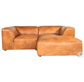 Luxe Tan Leather Nook Modular Sectional