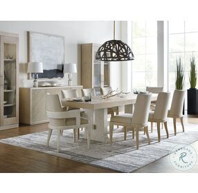 Cascade Soft Taupe And Textured Gesso Rectangular Extendable Dining Table