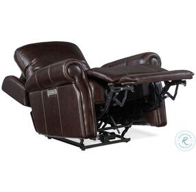 Eisley Maddison Walnut Leather Power Recliner With Power Headrest and Lumbar