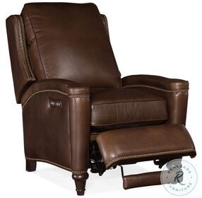Rylea Soft Brown Valencia Arroz Leather Power Recliner With Power Headrest