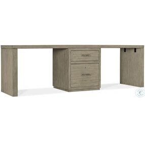 Linville Falls Soft Smoked Gray 96" Home Office Set with One Centered File Cabinet