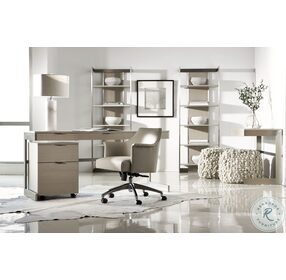 Tiemann Beige And Polished Stainless Steel Office Chair