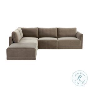 Willow Taupe Velvet Modular LAF Sectional