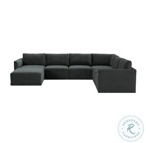 Willow Charcoal Velvet Modular Large Chaise Sectional