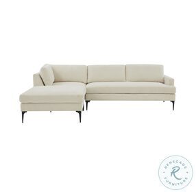 Serena Cream Velvet LAF Chaise Sectional with Black Legs