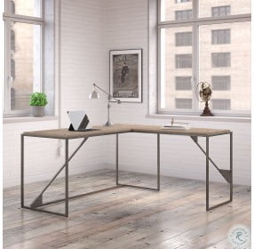 Refinery Rustic Gray 62" L Shaped Industrial Desk with 37" Return