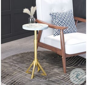 Maurice White And Gold Side Table