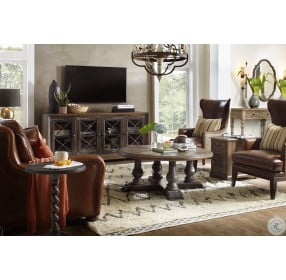 Hill Country Dewees Saddle Brown and Black Chairside Table