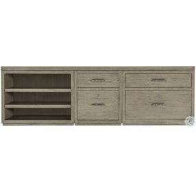 Linville Falls Soft Smoked Gray 96" Credenza with File Lateral File and Open Desk Cabinet