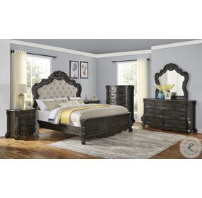 Rhapsody Brown King Upholstered Panel Bed