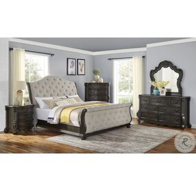 Rhapsody Molasses Upholstered Queen Sleigh Bed