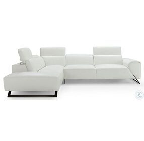 Ricci White Leather LAF Sectional with Adjustable Headrest