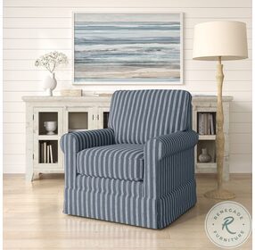 Riley Navy Upholstered Swivel Accent Chair