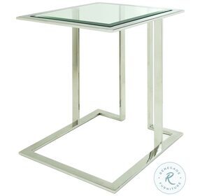 Rina Stainless Steel Glass Top End Table