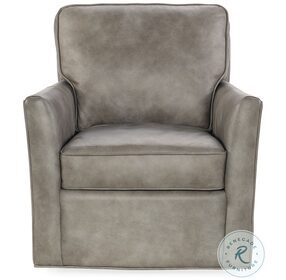 Captain Gray Leather Swivel Club Chair