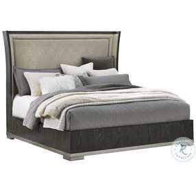 Eve New Black And Aged Silver Upholstered Panel Bedroom Set