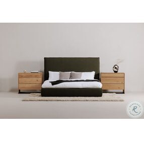 Luzon Deep Forest Tall King Upholstered Panel Bed