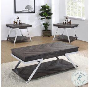 Roma Shadow Gray And Chrome End Table
