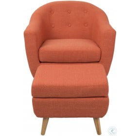Rockwell Orange Accent Chair And Ottoman