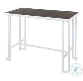 Roman Vintage White Metal And Espresso Bamboo Counter Height Dining Table