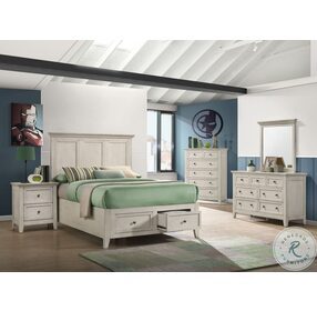San Mateo Youth Rustic White Full Footboard Storage Bed with Deck
