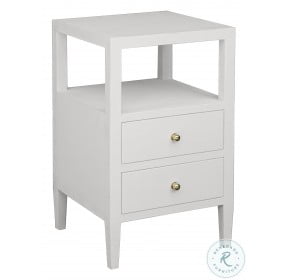 Roscoe Coated White Linen 2 Drawers Side Table