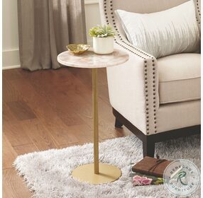 Rosie Rose Quartz Top And Gold Chairside End Table