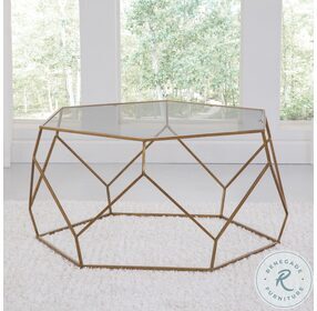 Roxy Clear Glass And Gold Hexagonal Occasional Table Set