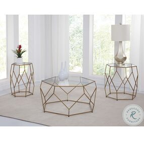 Roxy Clear Glass And Gold Hexagonal Cocktail Table