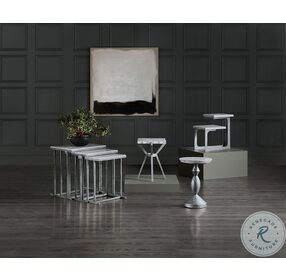 Bianca Gray Stone And Distressed Metal Nesting Tables