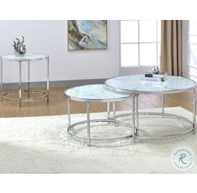 Rayne Marble Top And Chrome End Table