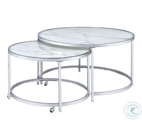 Rayne Marble Top And Chrome Nesting Tables Set