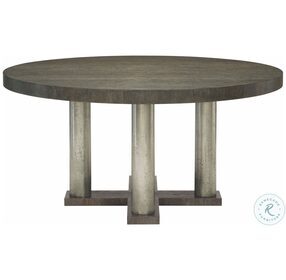 Linea Cerused Charcoal And Textured Graphite Metal Round Dining Room Set