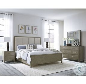 Essex Dove Gray Upholstered King Panel Bed