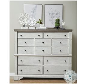 Valley Ridge Distressed White And Rustic Gray 12 Drawer Gentlemans Chest